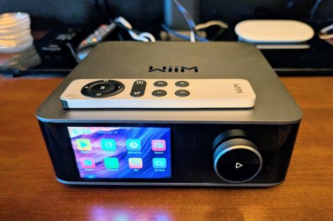 The WiiM Amp Ultra with Remote in my living room.